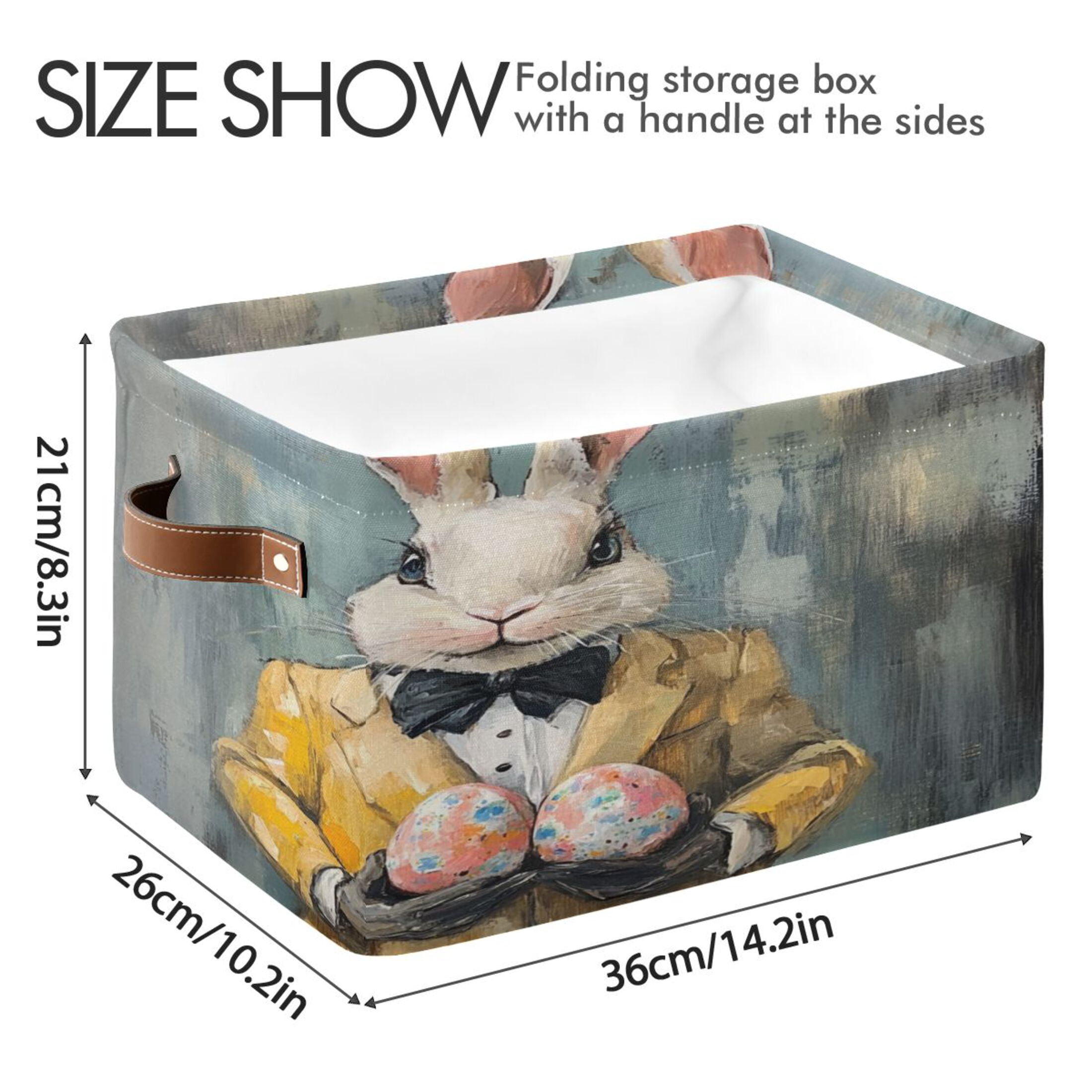 Square Storage Basket 14.2*10.2*8.3 Inch One Sizex2 Shelf Basket Open Home Storage Bins Bedroom Storage Basket Closet Storage Stylish Decor Easter Suit Rabbit