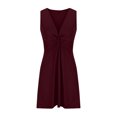 thumbnail image 4 of FcBaudy Robe Sans Manches à Col en V, Robes pour Femmes, Robes d'Été pour Femmes Robe d'Été Unie à Taille Élastique Sans Manches pour la Plage, 4 of 6