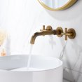 thumbnail image 3 of Hassch Antique Bronze Bathroom Faucet Widespread Wall Mount Double Cross Handles 3 Hole Vanity Sink Mixer Tap Swivel Spout Lavatory Brass Basin Mixing Faucets with Valve Included, 3 of 7