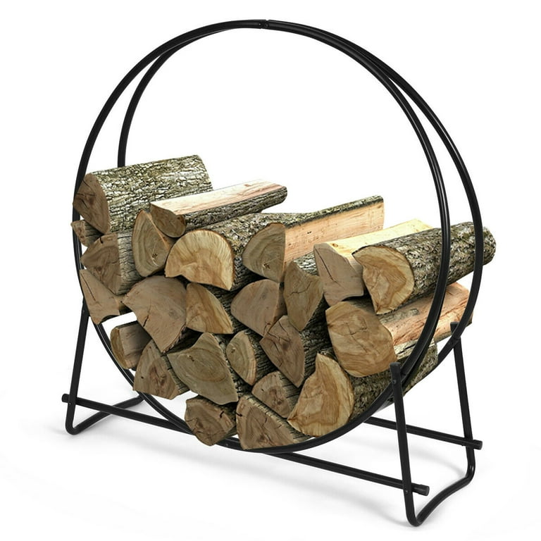 Costway 40-Inch Tubular Steel Log Hoop Firewood Storage Rack Holder Round Display Costway 40-Inch Tubular Steel Log Hoop Firewood Storage Rack Holder Round Display