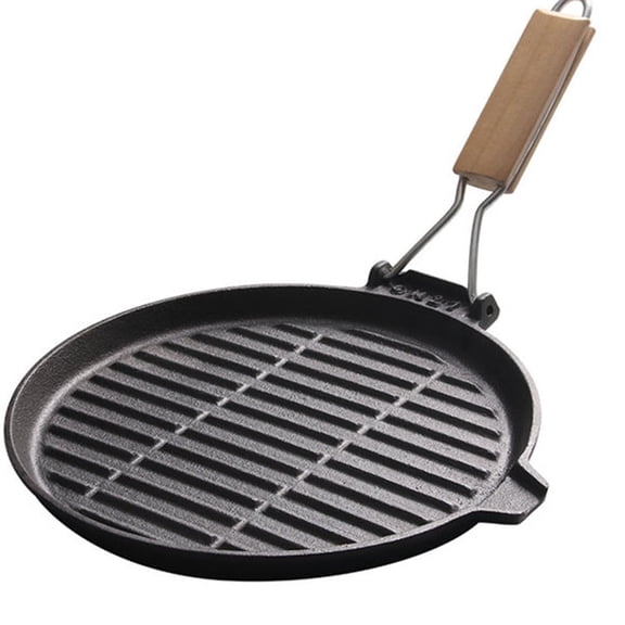Versatile Cast Iron Griddle Pan With Folding Handle: Perfect For Cooking &