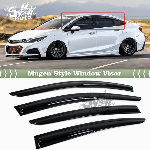 Fits 2017-2020 Chevy Cruze Sedan & Hatch 3D Mugen Style Window Visor Rain Guard