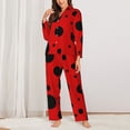 thumbnail image 3 of Kll Ladybug Pattern Print Women'S Long Sleeve Pajamas With Pants Sleepwear Loungewear 2 Set-Medium, 3 of 9