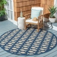 thumbnail image 2 of SAFAVIEH Courtyard Tranter Fishes Indoor/Outdoor Area Rug, Navy/Beige, 4' x 4' Round, 2 of 10
