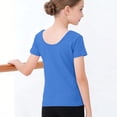 thumbnail image 5 of Gamivast Leotards for Girls Gymnastics Dance V Neck Short Sleeve Bodysuit Ballet Outfits Mesh Splice Breathable Jersey Knit Sports Activewear, 5 of 6