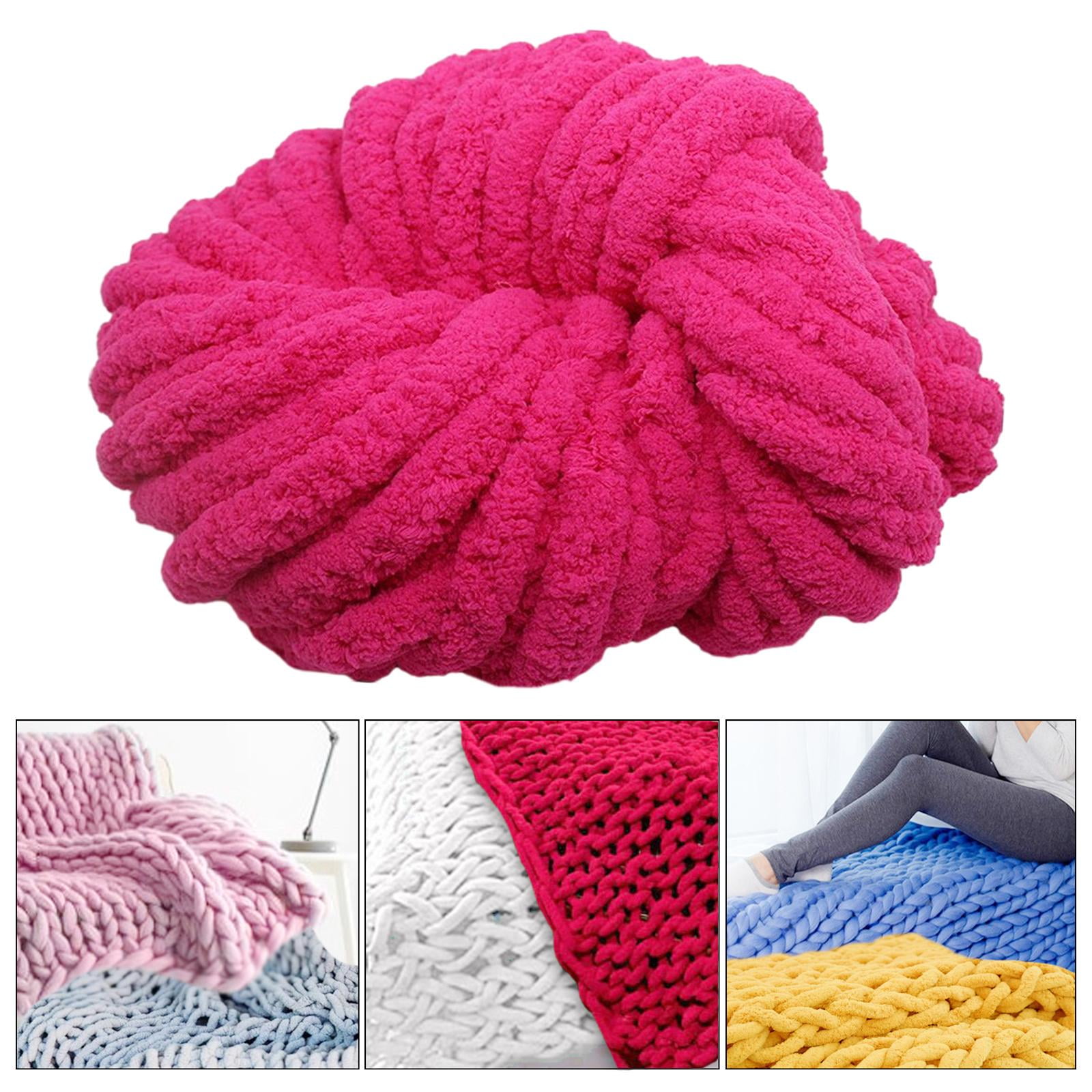 Abbraccia Chunky Chenille Yarn Acrylic Fibers Gauge 7 Jumbo Giant Washable Bulky Yarn Thick Yarn for Sofa Throw Crocheting Hat Blanket Rose Red