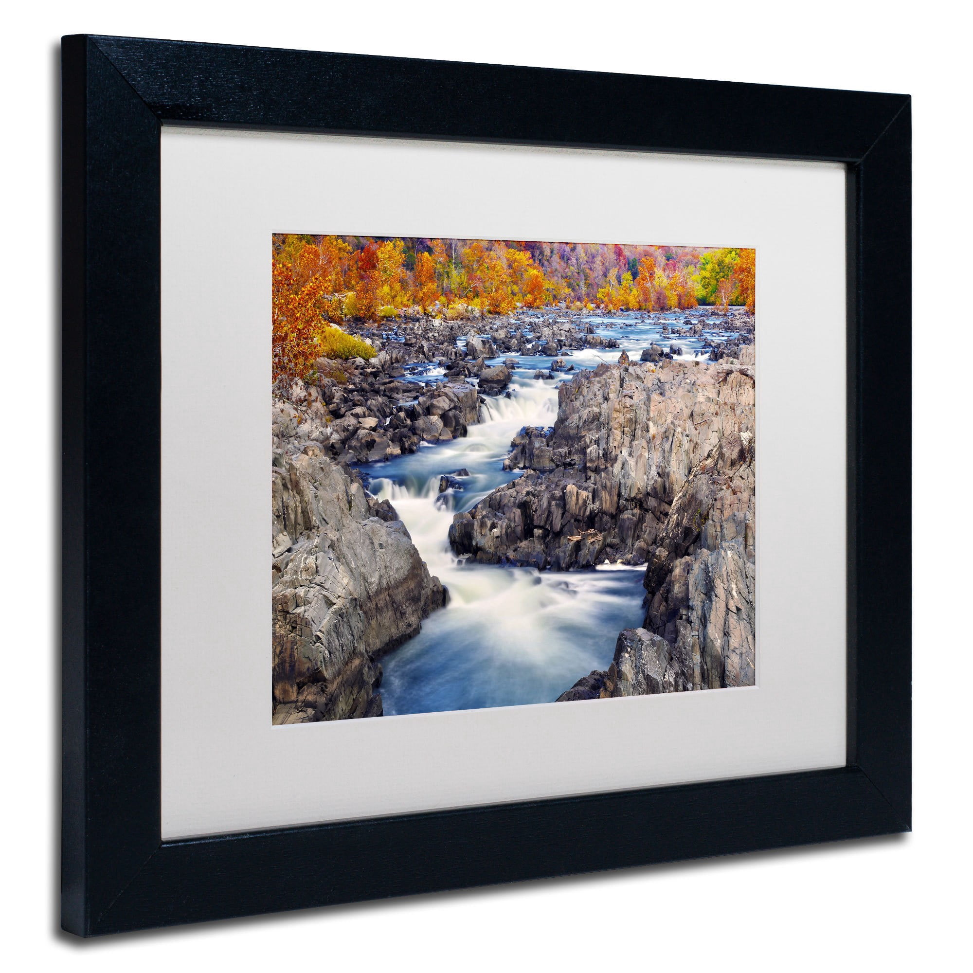 Trademark Fine Art "Great Falls" Canvas Art by CATeyes, White Matte, Black Frame