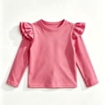 thumbnail image 3 of YOUYEDIAN Girls Long Sleeve Shirt Toddler Soft Comfy Crewneck Tops with Ruffle Trim, 3 of 5
