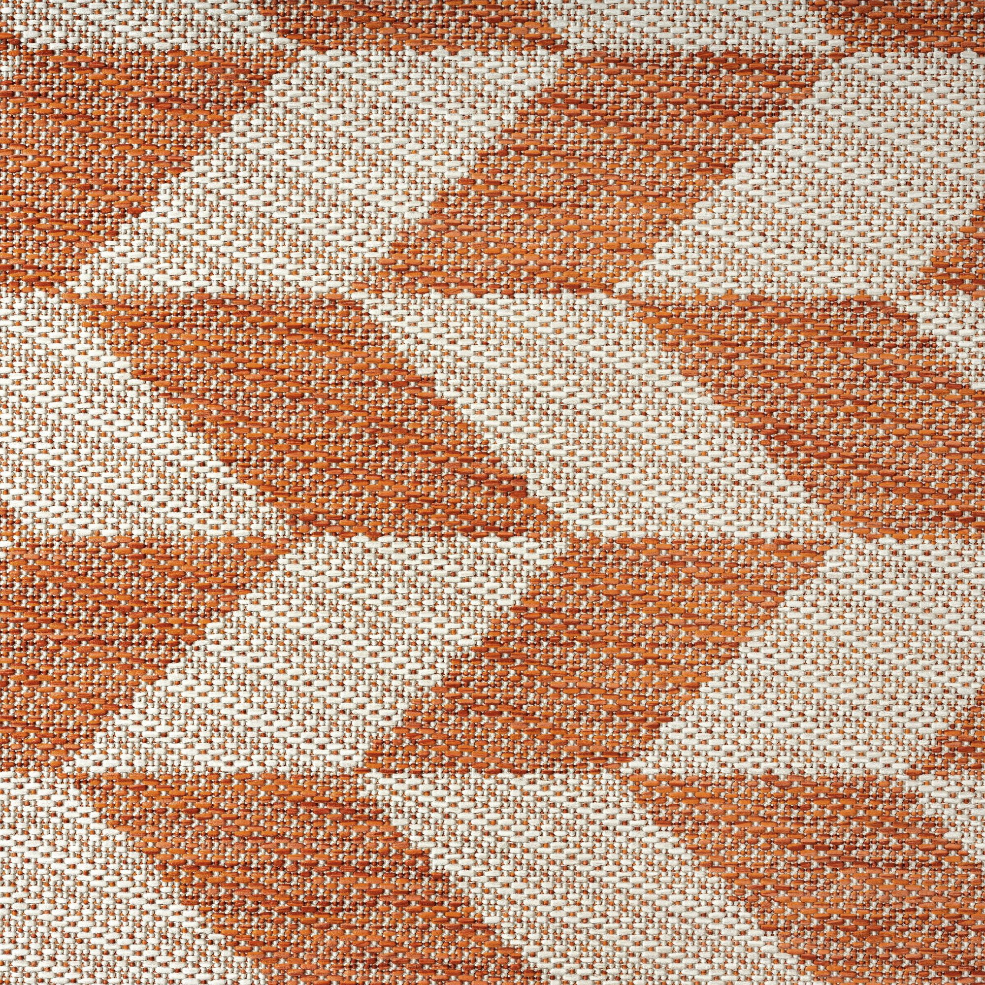 Nicole Miller New York Patio Country Calla Contemporary Herringbone Indoor/Outdoor Area Rug, Orange/Ivory , 7'9"x10'2"