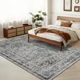 thumbnail image 3 of FairOnly 4'x6'Vintage Distressed Floral Rugs for Living Room Low Pile Non Slip Non Shedding Stain Resistant Area Rug for Bedroom Kitchen，blue, 3 of 7