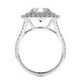 thumbnail image 2 of Bella Jewel Wedding Ring - 14K White Gold Plated Diamond Ring for Her - Cushion Cut Excellent 2.1 Ct Diamond Ring - Solitaire with Accent Diamond Ring for Women's - Double Halo Diamond Ring, 2 of 3