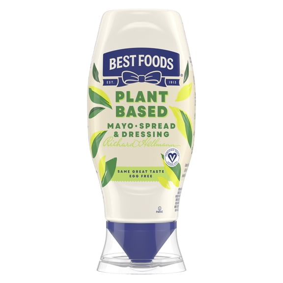 Best Foods Plant Based Mayonnaise Spread & Dressing Condiments, 11.5 fl oz Squeeze Bottle