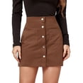 thumbnail image 1 of Minifalda De Línea A, Falda Corta Ajustada Por Encima De La Rodilla, Botones De Moda De Color Liso Para El Otoño De Invierno ANGGREK Marrón S, 1 of 8