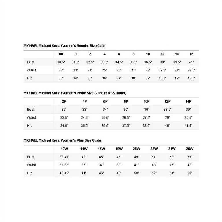Michael kors women's jacket size chart 2025