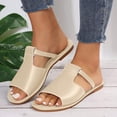 thumbnail image 2 of DeHolifer Women's Cut Out Slide Sandals Trendy Faux Leather Flat Slide Sandals,Lightweight Slip On Outdoor Shoes, 2 of 5