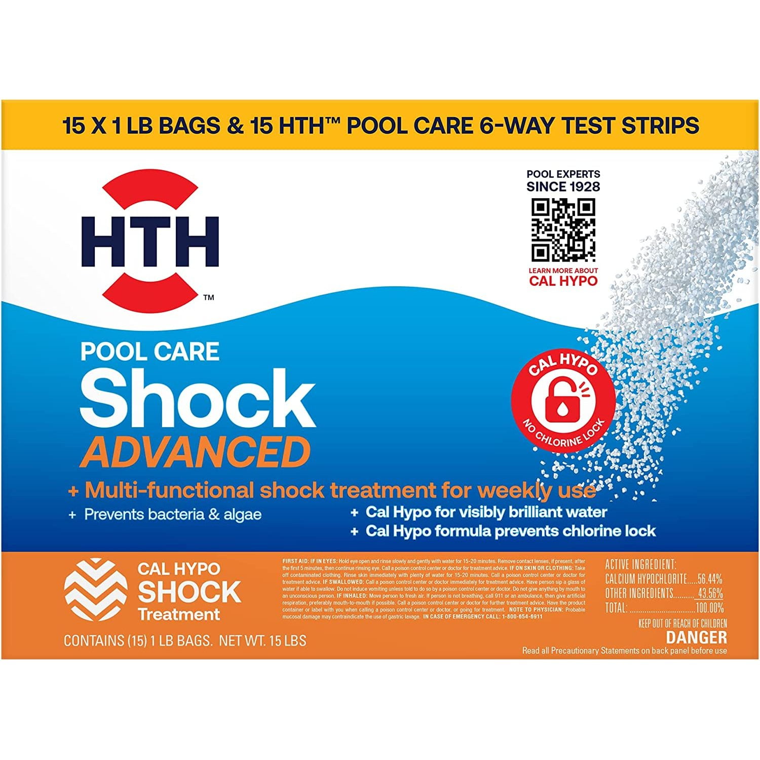 HTH 52125 Swimming Pool Shock Advanced, 1lb (Pack of 15)