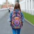 thumbnail image 6 of FORMRS Unisex Backpack Elementary School Travel Bookbag with Reflective Stripes, Light Purple Flowers, 6 of 7