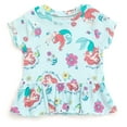thumbnail image 4 of Disney Princess Little Mermaid Ariel Ribbed Peplum T-Shirt and Shorts Outfit Set Newborn to Little Kid, 4 of 5
