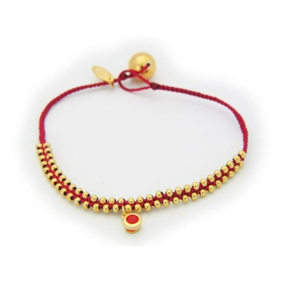 Fronay Collection Argent Plaqué Or Perles Cordon Rouge Janvier Bracelet Siam CZ Pierre de Naissance Pendaison, 6 Po