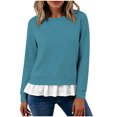 thumbnail image 7 of Women Layered Sweatshirt Sevevn Crew Neck Long Sleeve Fake Two Piece Casual Pullover Tops for Daily Casual Outfits, 7 of 7