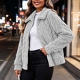 thumbnail image 7 of Womens Winter Warm Coats Full Zip Long Sleeve Double-sided Velvet Short Fleece Jacket Loose Outerwear With Pockets, 7 of 7