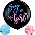 thumbnail image 3 of Goodwill 36 Inch Baby Gender Reveal Balloon, Big Black Balloons x2 with Pink and Blue Heart Shape Confetti Packs for Boy or Girl - Baby Gender Reveal Party Supplies Decoration Kit, 3 of 5