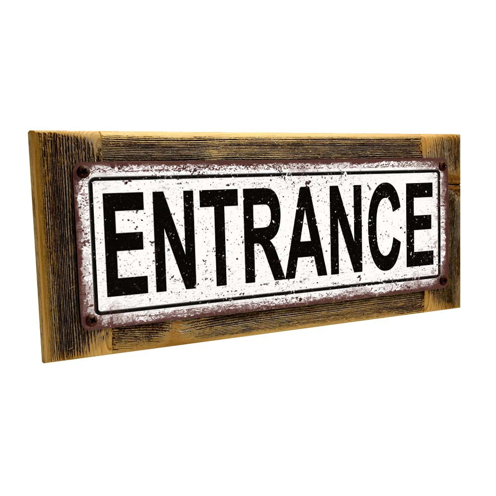 Framed, Outdoor Entrance 4"x12" Metal Sign, Wall Décor for Home and
