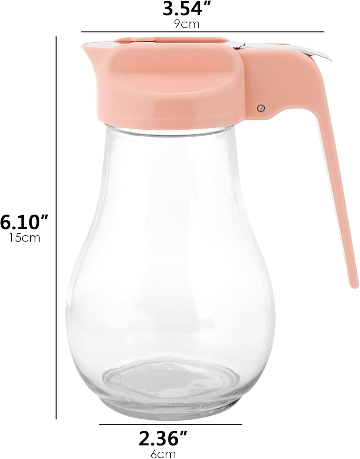 CATPAN 13.5 Oz Syrup Dispenser, No-Drip Pourers for Maple Syrup, Oil Dispenser Bottle with Non-Slip Handle, Honey Jar & Sirop Container, Reusable Syrup Bottle for Kitchen (Pink)