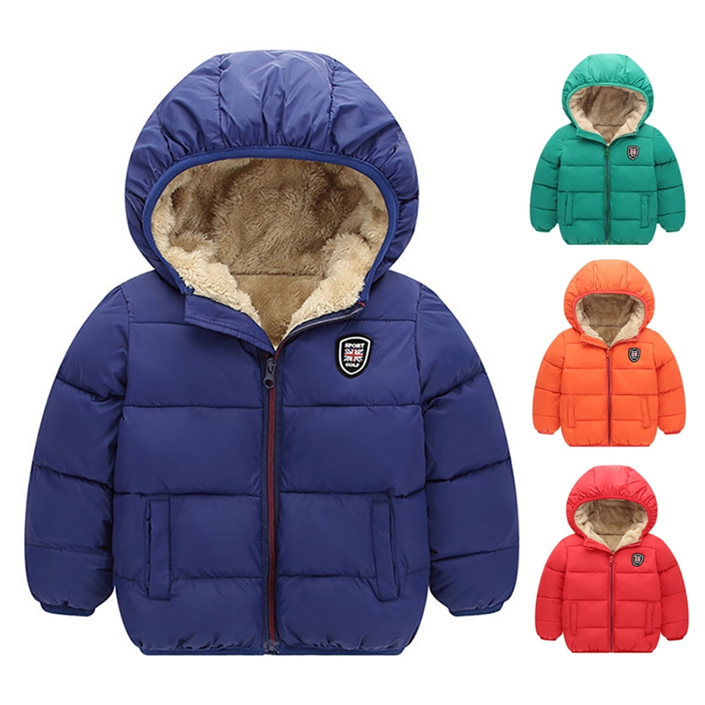 Boys Girls Kid Winter Thick Jacket Warm Zipper Hooded Windproof Coat Cute Outwear,2-7T