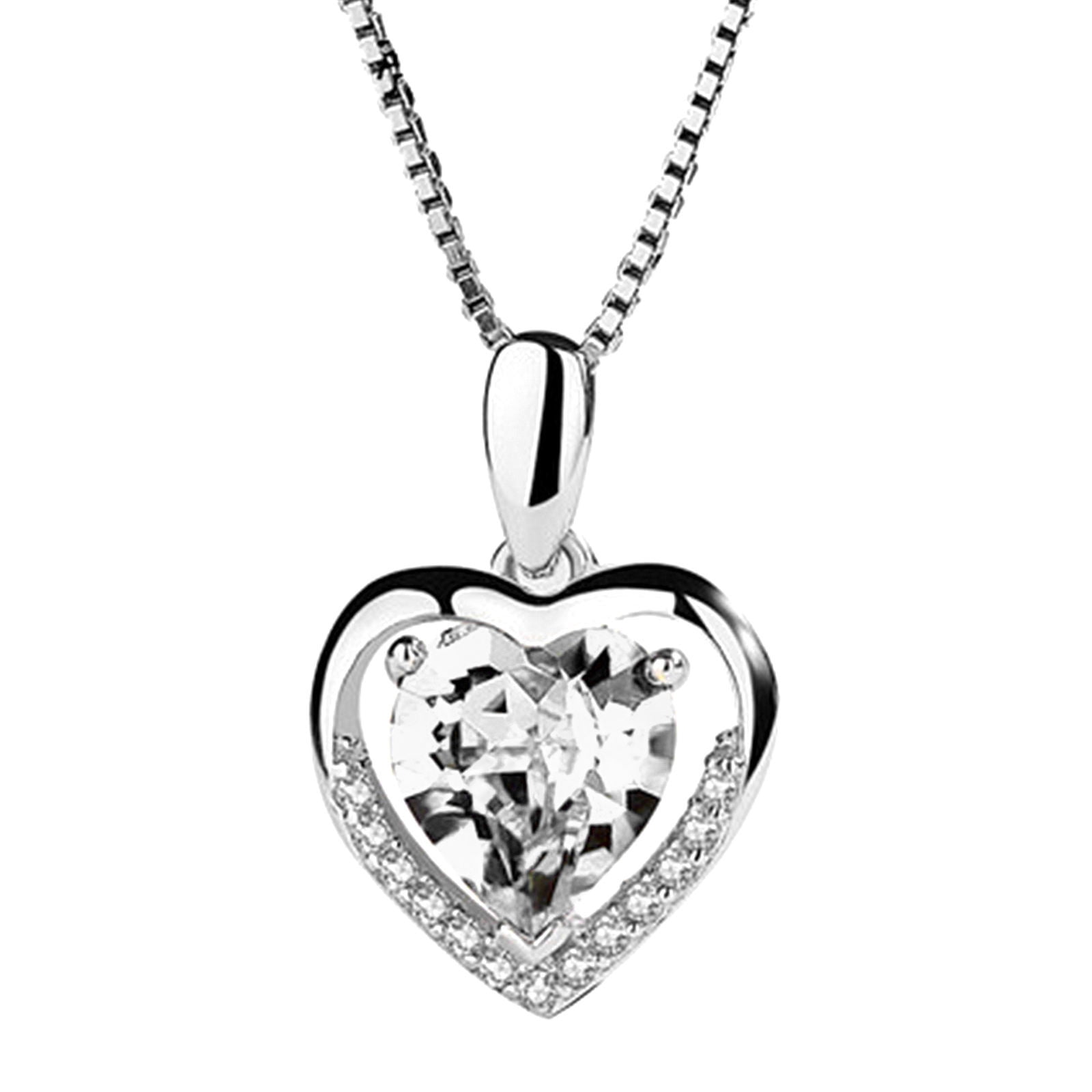 Jewelry Under $5 VerPetridure Silver Heart Crystal Stone Pendant Chain Necklace Womens Jewellery