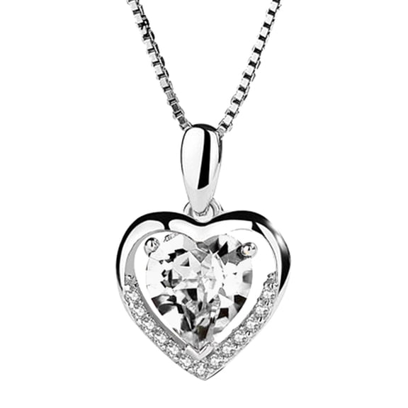Jewelry Under $5 VerPetridure Silver Heart Crystal Stone Pendant Chain Necklace Womens Jewellery