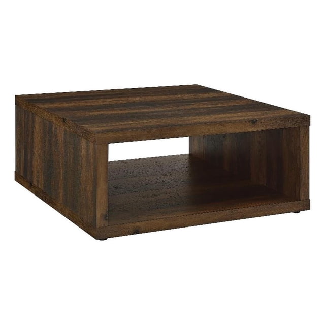 Pemberly Row Farmhouse Square Engineered Wood Coffee Table in Brown