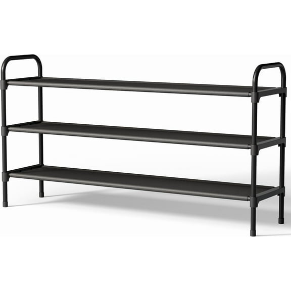 Extra-Long Shoe Rack for Closet, Shoe Organizer for Front Door Entrance, Stackable Shoe Shelf, Detachable Closet Organizers and Storage, Black