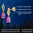 thumbnail image 2 of Gem Stone King 10K Yellow Gold Pink Created Sapphire Stud Dangle Earrings for Women | 1.96 Cttw | Gemstone September Birthstone | Pear Shape 8X5MM, 2 of 6