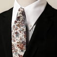 thumbnail image 2 of Barry.Wang Men's Cotton Ties Flower 3.15" Necktie Rust Printed Skinny Tie Sets Clip Extra Long Flower Wedding Party, 2 of 7