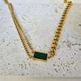 thumbnail image 4 of LAPRECIEUZ DE ARTHES JEWELRY 18K Yellow Gold-Plated Baguette Birthstone Pendant Necklace, Emery, Link chain green Zircon for Women 18", Birthday gift, 4 of 10