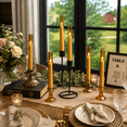 Amber Flameless Candles, Battery Operated Taper Candles for Wedding, 6 Amber Flameless Candles, Battery Operated Taper Candles for Wedding, 6