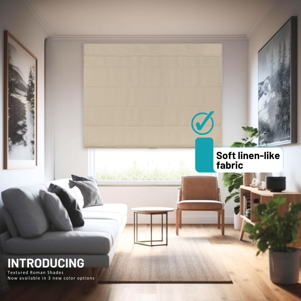Chicology Cordless Roman Shades, Khaki (Textured), 31"W X 64"H