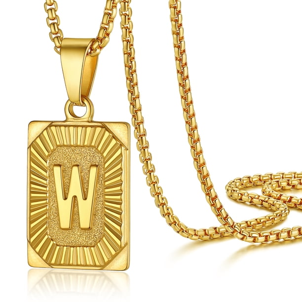 Collar con colgante inicial PROSTEEL de Acero inoxidable 18K Chapado en Oro letra W Personalizado regalo de Cumpleaños Navidad para niño