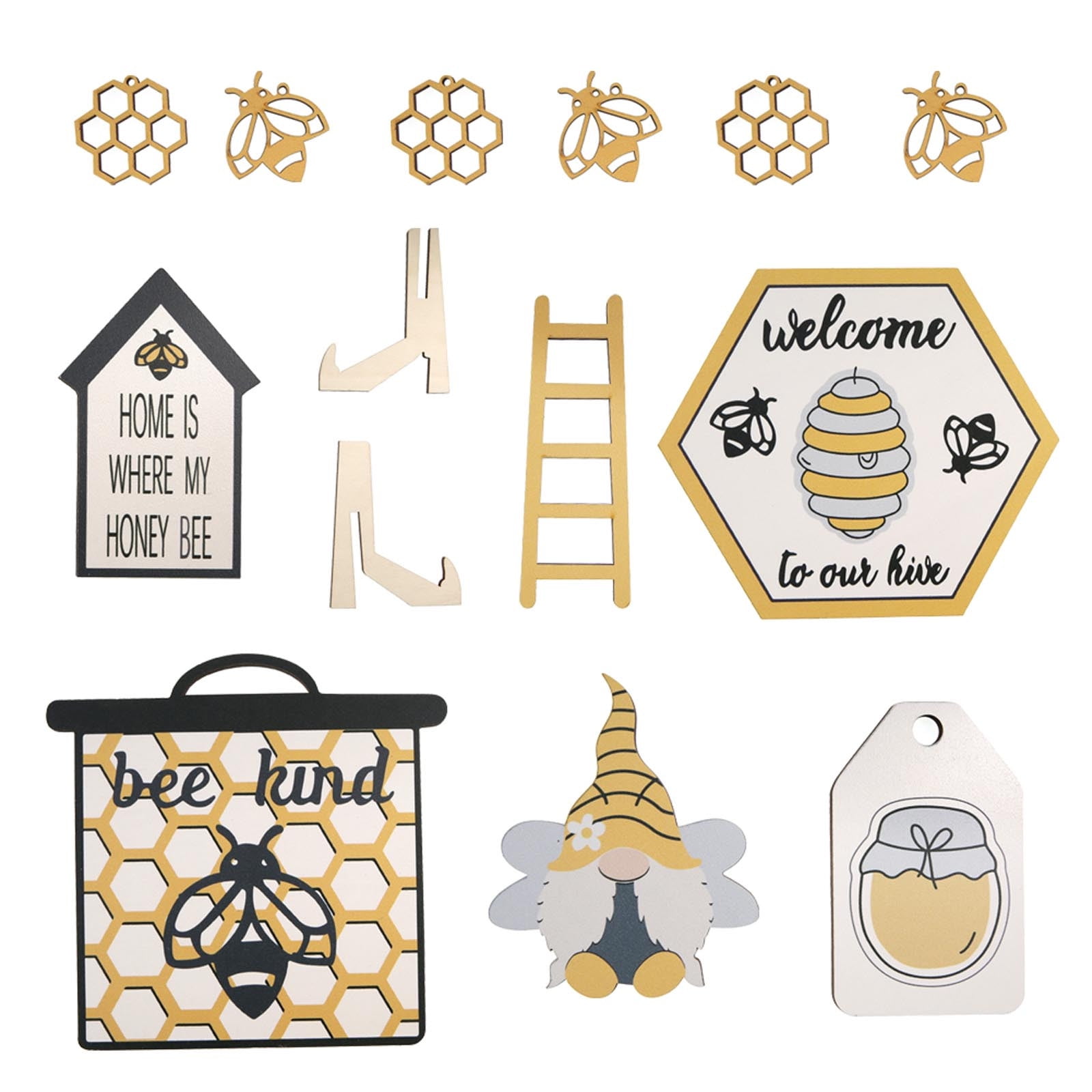 huntermoon Home Decoration Bee Elements Layered Tray Mini Signs Decorative  