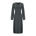 thumbnail image 4 of Baqcunre Elegant Bodycon Dress Crew Neck Long Dress Elegant Long Sleeve Ribbed Bodycon Maxi Dresses Long Dress Women'S Casual Dresses Fall Dresses For Women,Womens Dresses,Color Dark Gray,Size L, 4 of 5