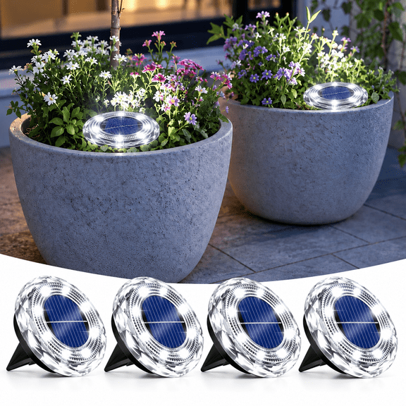 4 Pack Mini Solar Ground Lights,Solar Diamond Light Outdoor Waterproof,Landscape Lighting Garden Lights for Pathway, Yard, Deck, Lawn, Patio, Swimming Pool