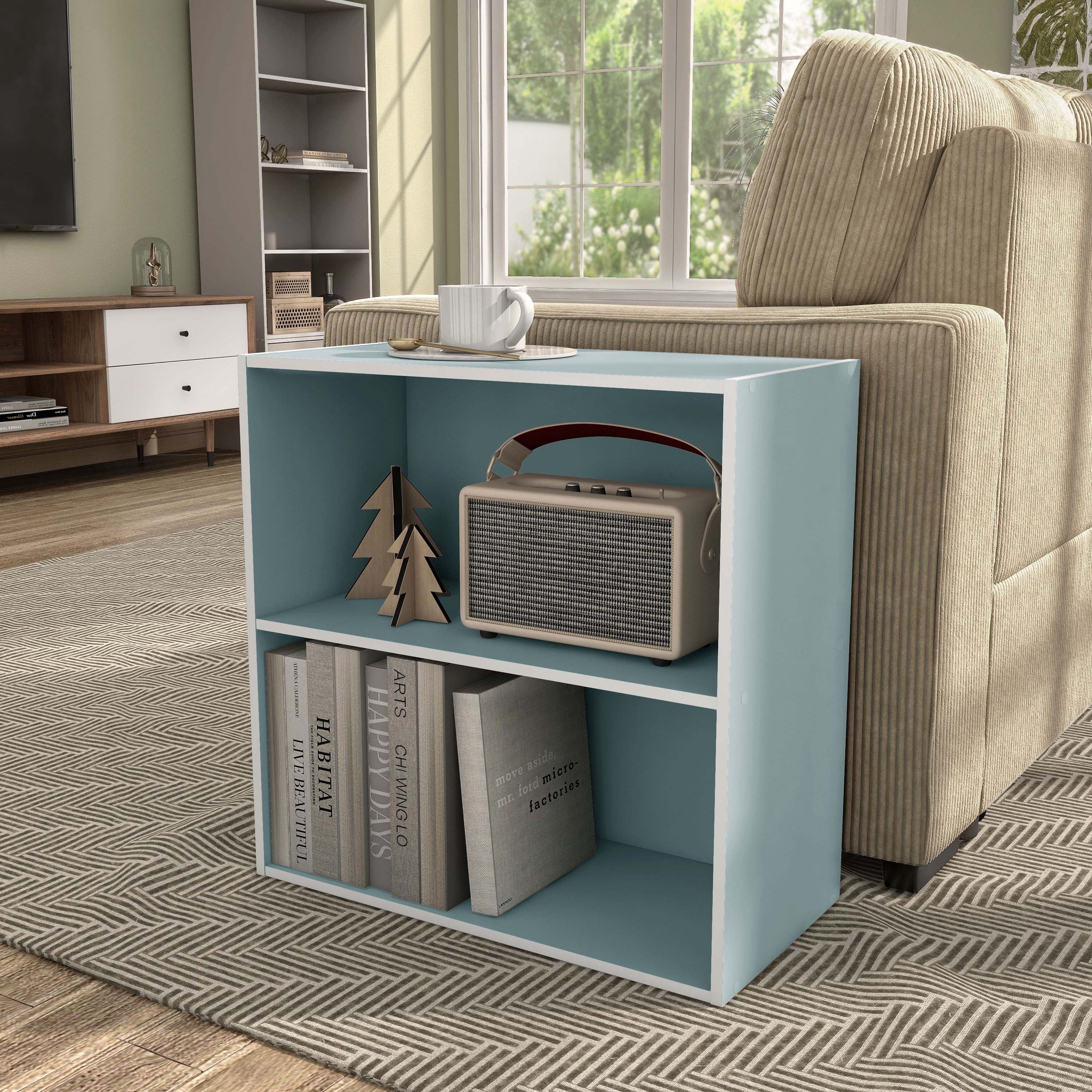 Furniture of America Brooks Stackable 2-Tier Wood Light Blue Kids Bookcase