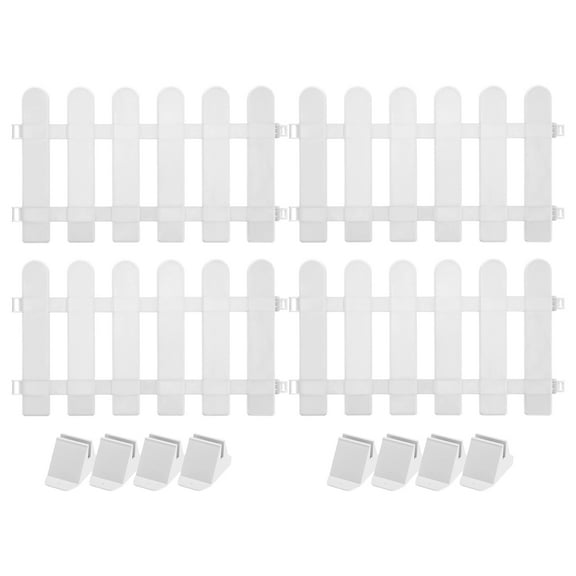 OFFIGAM White Plastic Garden Fence Panels 4 Pack - Decorative Yard Fencing for Flower Bed Edging and Outdoor Landscaping