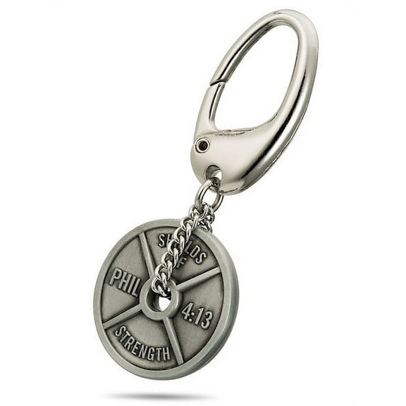 High Relief w/Antique Finish Weight Plate Clip-On - Phil 4:13 by Shields of Strength