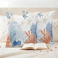 thumbnail image 3 of Orange Navy Blue Coral Outdoor Waterproof Pillow Covers, Summer Beach Coastal Ocean Decorative Square Throw Pillowcase Sofa Cushion Sham for Patio/Couch/Chair, 16"x16" 2 Pack, 3 of 8