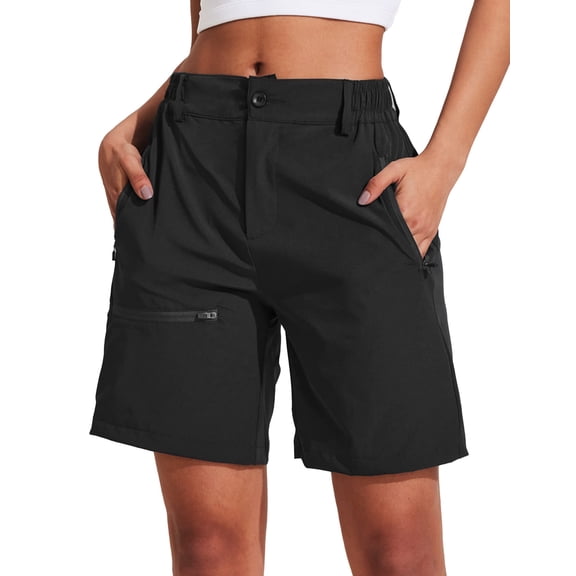 Pinspark Women's Hiking Cargo Shorts Quick Dry Work Summer Shorts for Women Golf Travel Athletic with Zipper Pockets