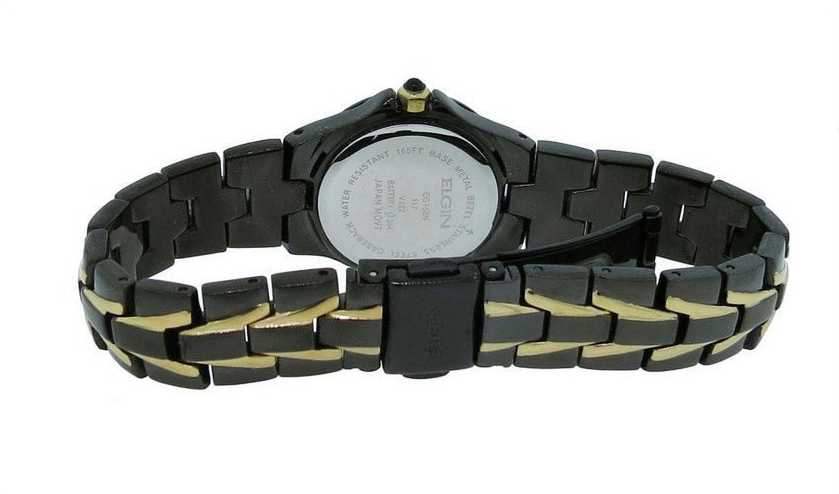 Elgin EG158N Women's Black Analog Round Date Two Tone Bracelet Style Watch