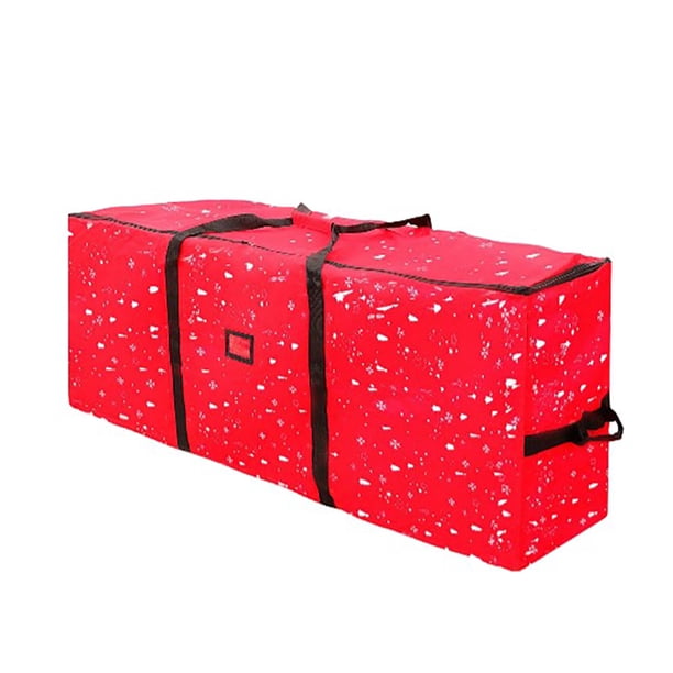 Bolsa de almacenamiento de árbol de Navidad Cremallera de apertura grande Cubierta protectora resistente al desgarro Exterior Poliéster de gran Kits de decoración para fiestas Rojo/Impreso/Grande Yuarrent HA066473-01
