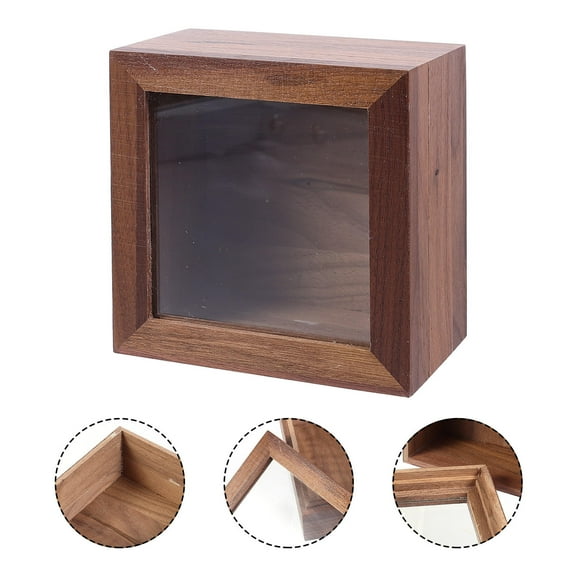 OATIPHO 1Pc Premium Brown Wood Storage Box for Desktop Organization of Jewelry Stationery and Cosmetics